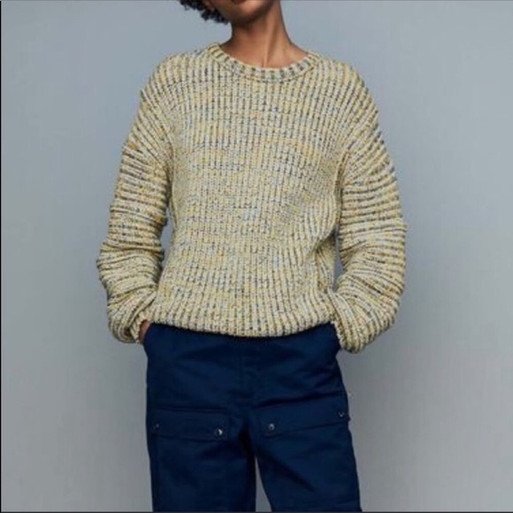 MAJE 18Maous Knitted Oversized Wool Sweater Multicolour Yellow Bell Sleeves - Picture 2 of 10